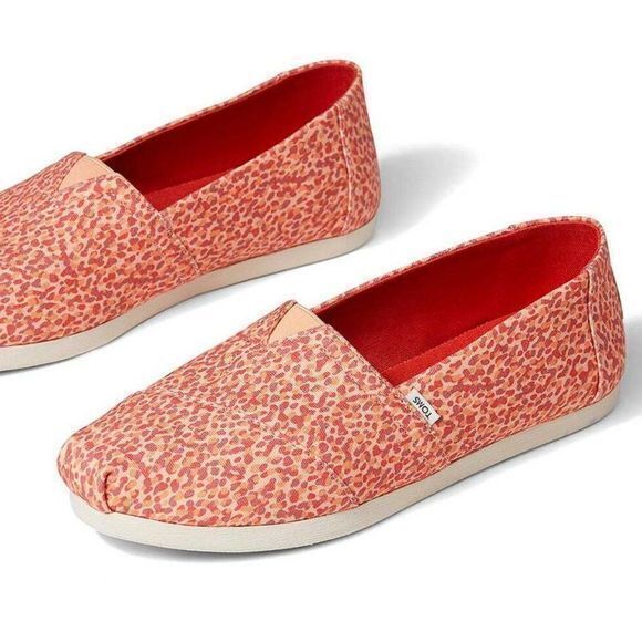 NEW TOMS Alpargata Apricot Tortoise Shell Coral Flats Slip On Shoes Size… - Picture 1 of 5